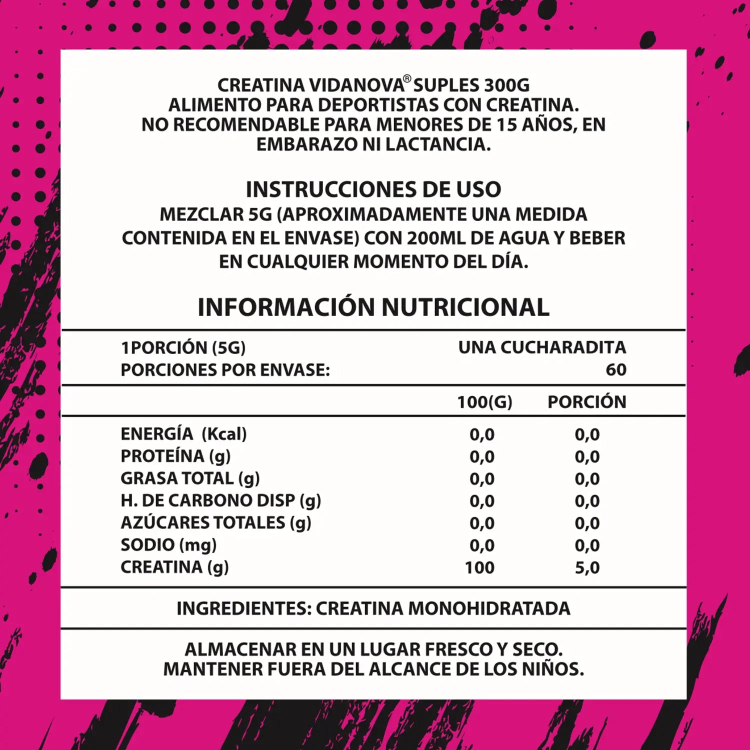 Creatina WOMAN Monohidratada Micronizada 300g  - Vidanova® Suples