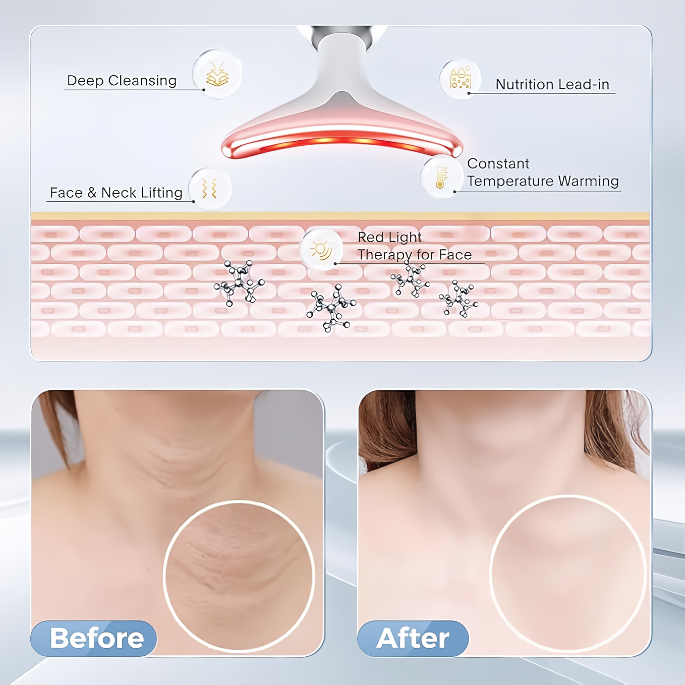 Masajeador Lifting Facial y de Cuello 3 en 1: ¡Dile Adiós a la Papada y Reafirma tu Contorno Facial!
