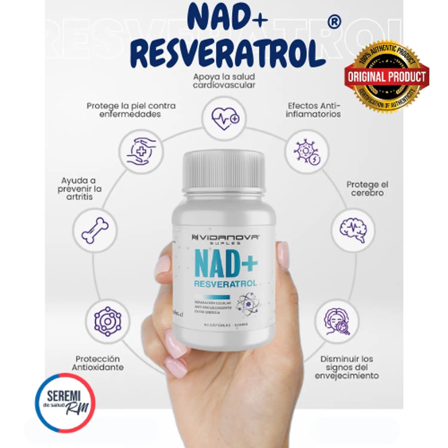 NAD+ Resveratrol 60 capsulas 500MG