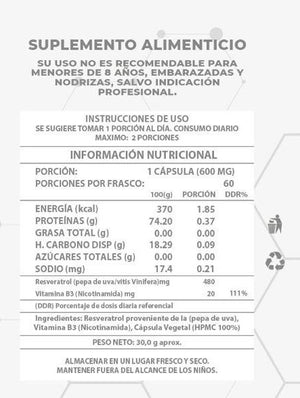 NAD+ Resveratrol 60 capsulas 500MG