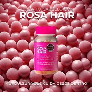 Rosa Hair - Gomitas de Colágeno y Biotina para un Cabello Fuerte, Piel Radiante y Uñas Fuertes