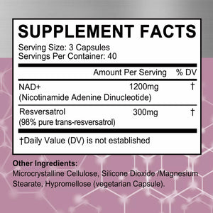 NAD+ Resveratrol 60 capsulas 1600MG