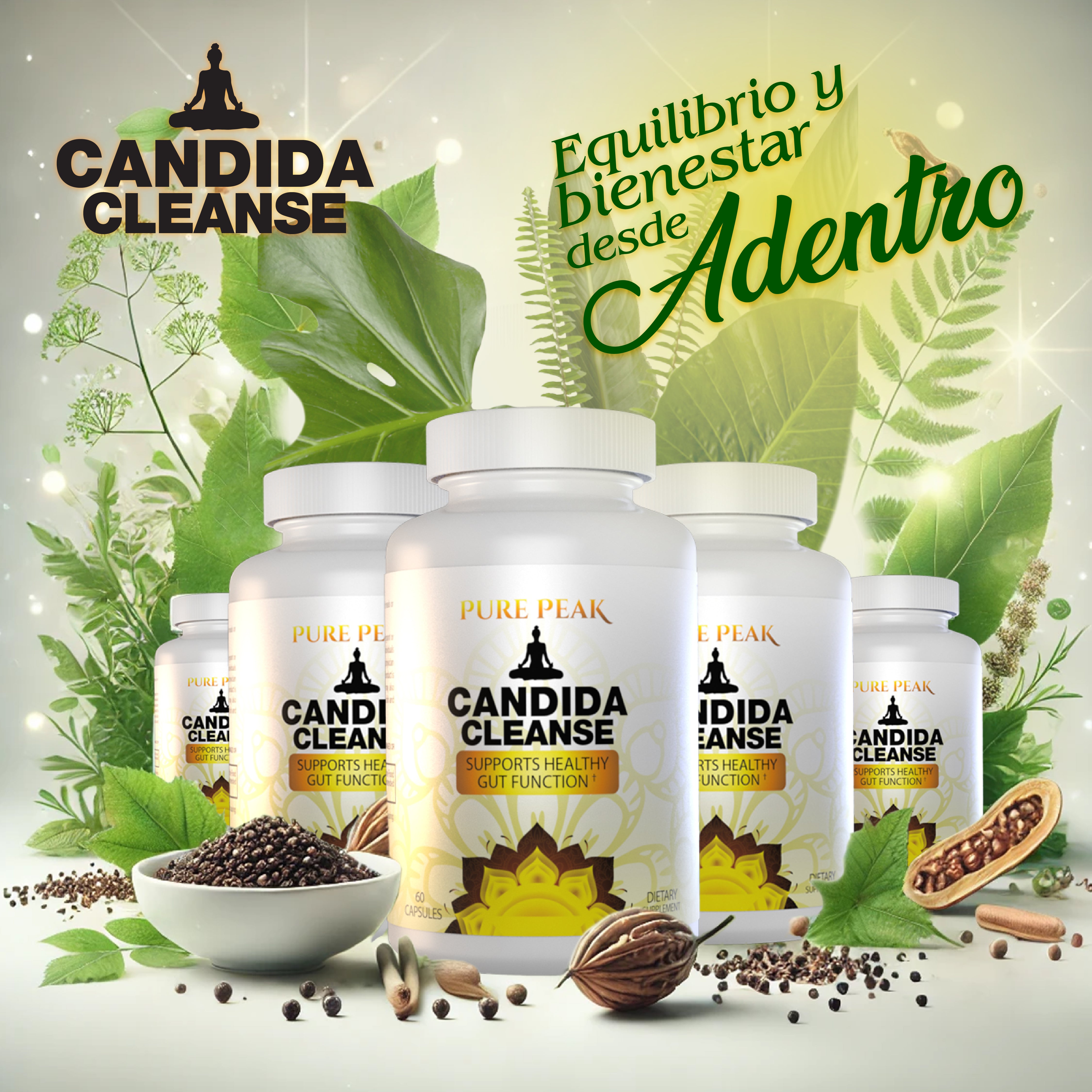 Candida Cleanse - 60 Cápsulas - ¡Equilibrio Intestinal y Digestivo Natural!