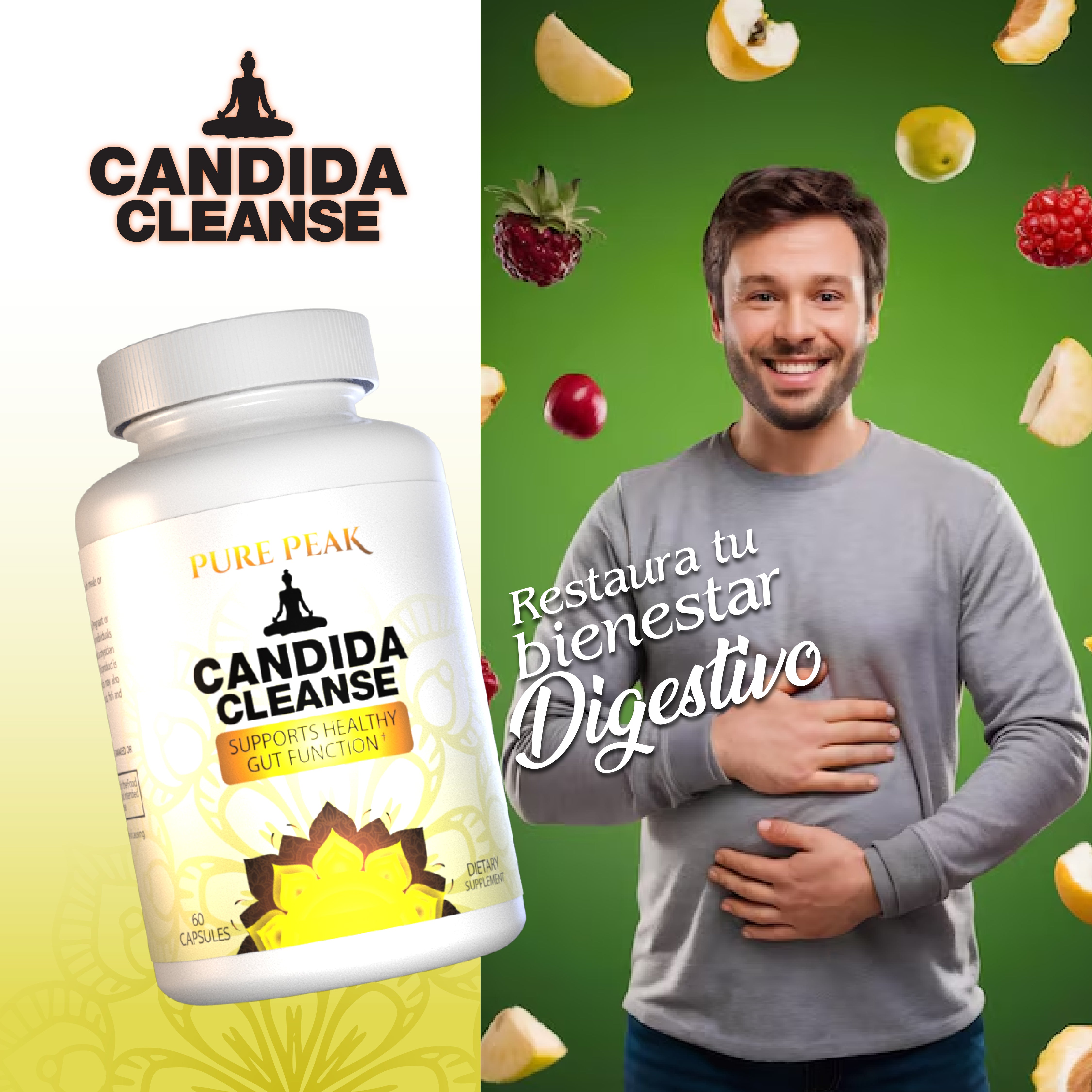 Candida Cleanse - 60 Cápsulas - ¡Equilibrio Intestinal y Digestivo Natural!