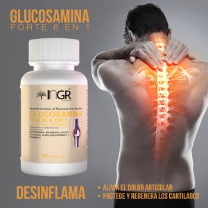 Glucosamina Forte 6 en 1 - 60 Cápsulas - ¡Fortalece tus Articulaciones, Huesos y Mejora tu Movilidad!