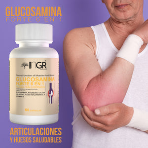 Glucosamina Forte 6 en 1 - 60 Cápsulas - ¡Fortalece tus Articulaciones, Huesos y Mejora tu Movilidad!